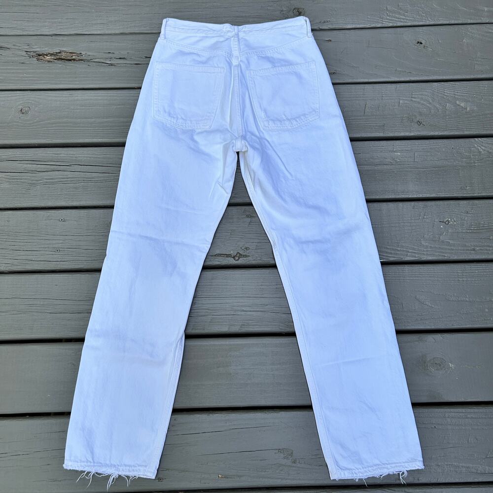 Agolde 90s Jean loose fit premium denim white Distressed Button Fly Size 25 - Picture 10 of 13